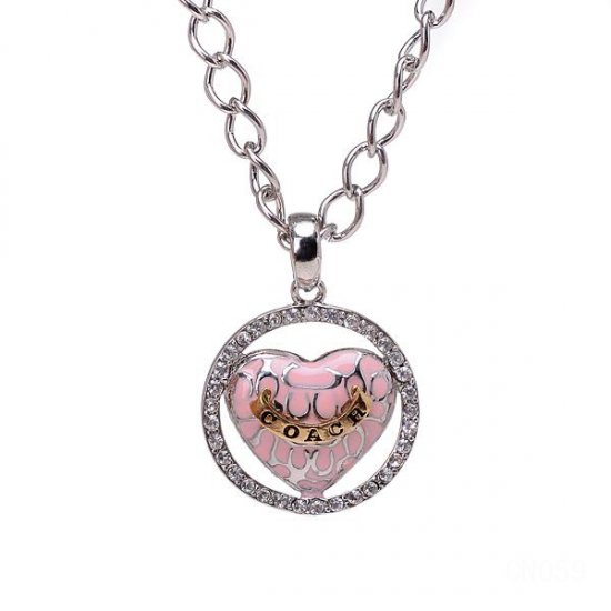 Coach Logo Heart Silver Necklaces CYN | Women - Click Image to Close